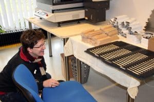 Die bedruckten Stifte.