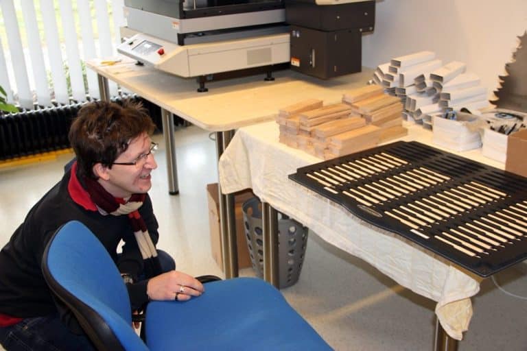 Die bedruckten Stifte.