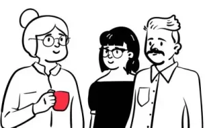 Eine Illustration von einer gruppe Personen.