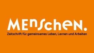 Logo: Menschen, mit dem Schriftzug Zeitschtift für gemeinsames Leben, Lernen und Arbeiten.