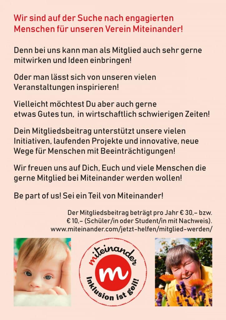 Wir sind auf der Suche nach engagierten Menschen für unseren Verein: ein Infoblatt mit den Kosten als Mitglied.