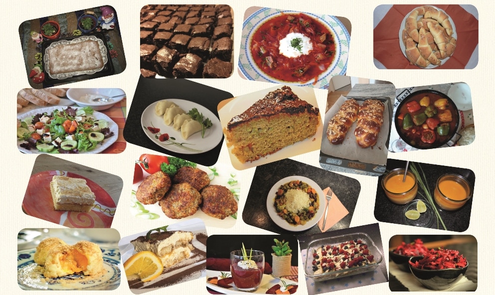 Eine Collage von Essen in verschiedensten Formen.