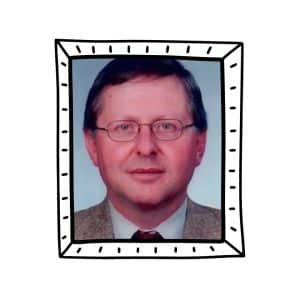 Foto vom Herrn Stöbich in einem gezeichneten Bilderrahmen.