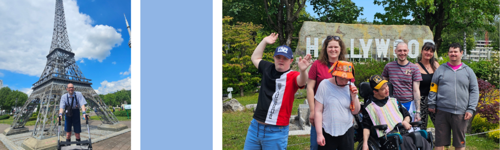Gruppenfoto vor "Hollywood" in Minimundus